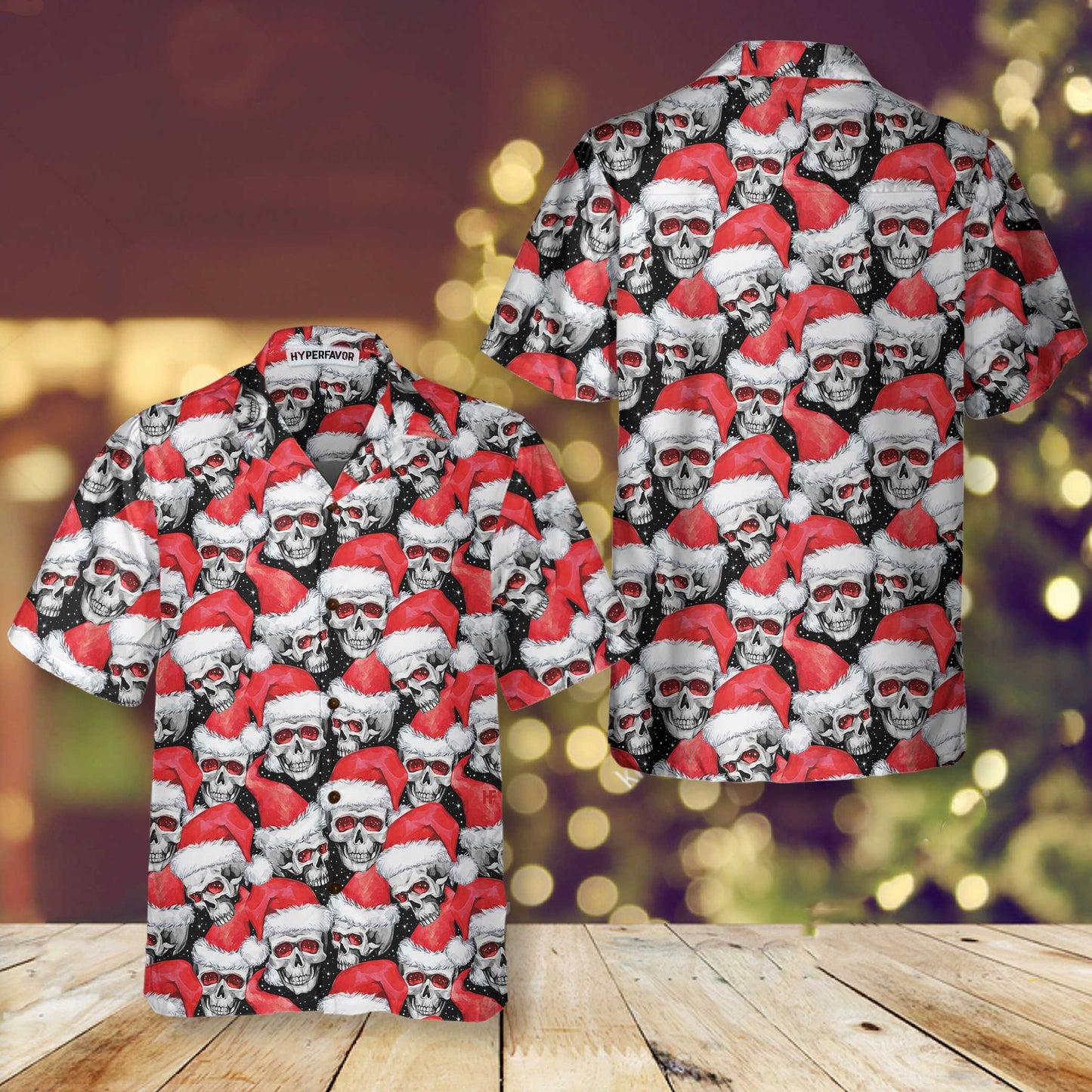 WW | Modische Weihnachts-Schädel Hawaiian Shirt, Coole Weihnachts Hawaiian Shirt