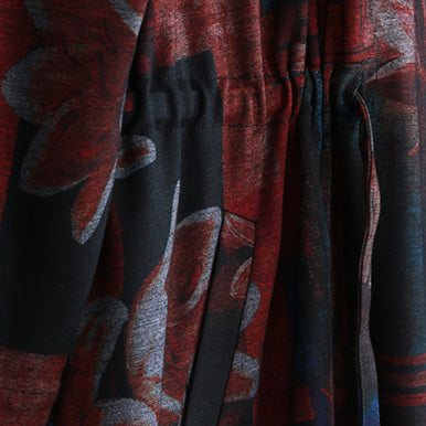 WW | bordeaux Druck Mäntel oversized O-Ausschnitt Bindegürtel Outwear Elegante langärmelige Taschen Mäntel Kleider
