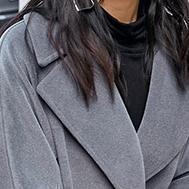 WW | Gray Wool Overcoat Plus Size Notched Outwear Boutique Double-Breasted Pockets Long Coats