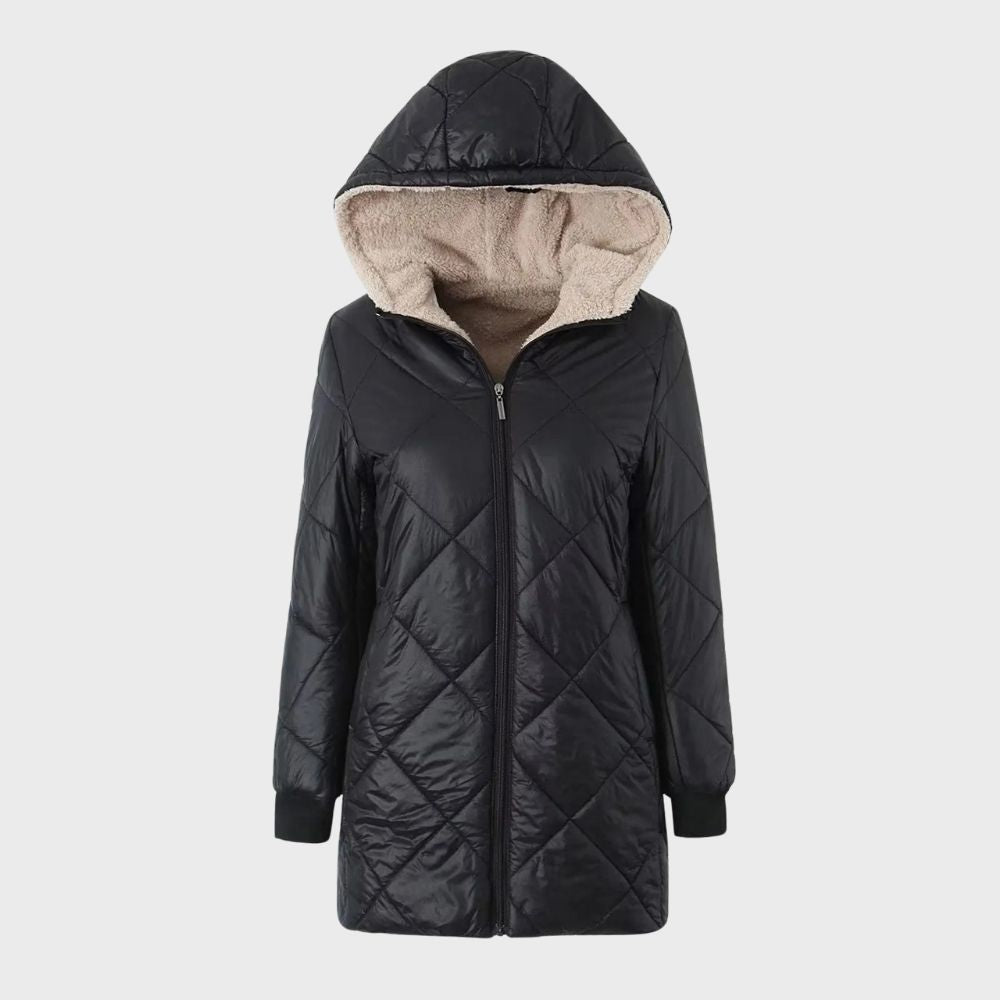 WW | Gefütterte Jacke Kapuze Zip up Wattierte Jacke Winterjacken für Damen