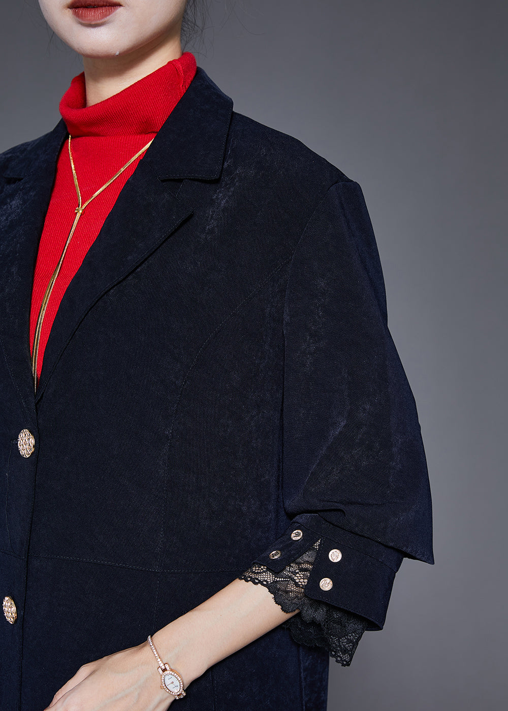 WW | Navy Lapel Single Breasted Slim Fit Trench Coats