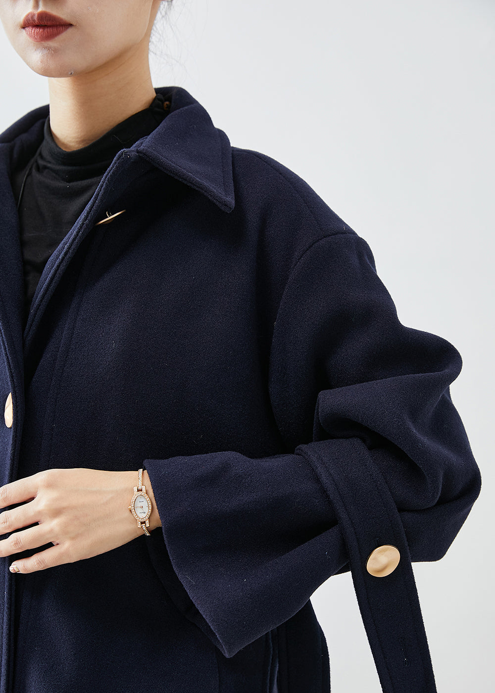 WW | Navy Slim Fit Thick Wool Trench Coats Winter