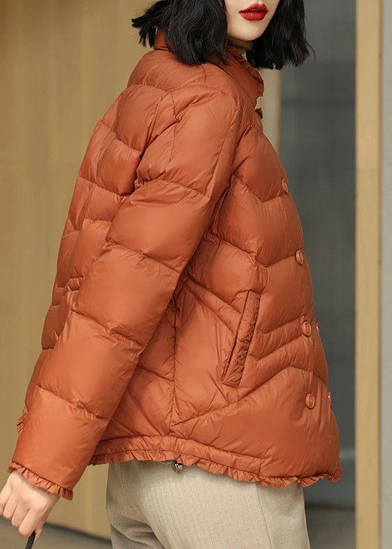 WW | Rust Stand-Up Collar Patchwork Duck Feather Down Coat Winter