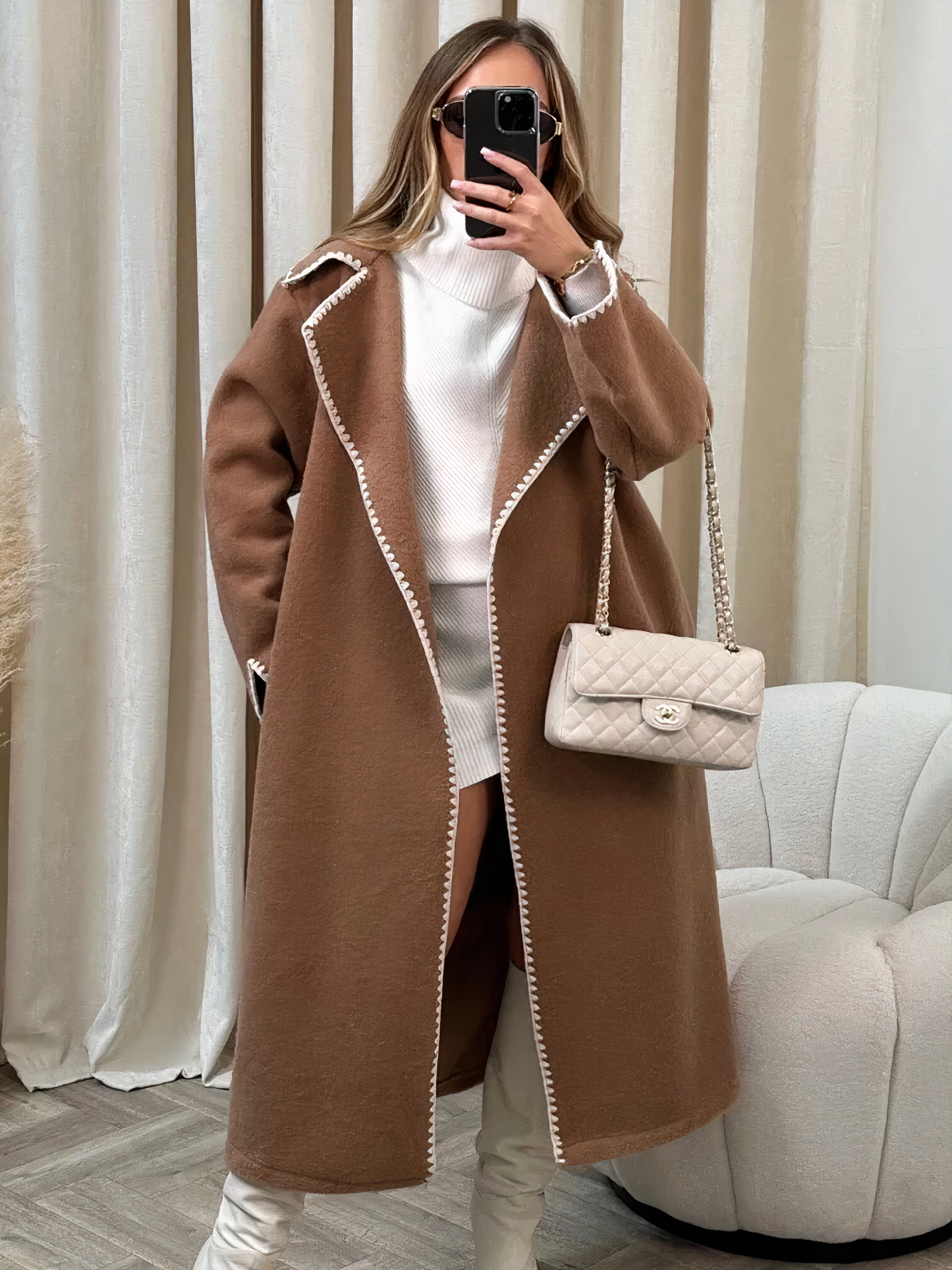 WW | Long, loose-fitting women's coat with lapels