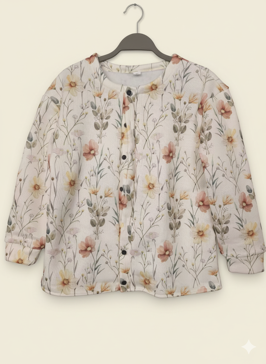 WW | Strickgilet mit Knöpfen Sanftheit & Eleganz Boho Blumenmuster