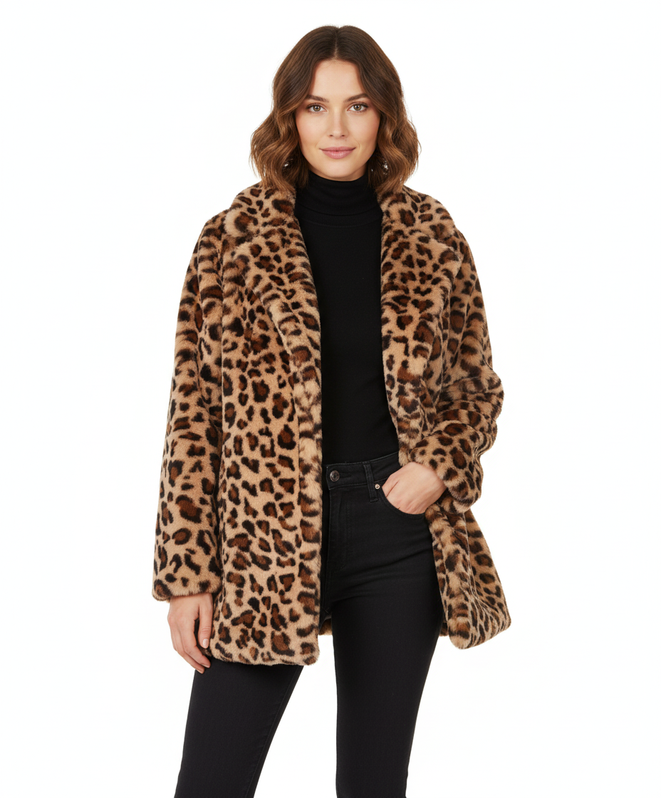 WW | Plüsch Leopardenmuster Winterfelljacke