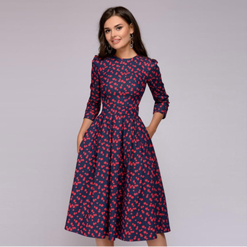 WOLF geblümtes Kleid drei Viertel Ärmel
