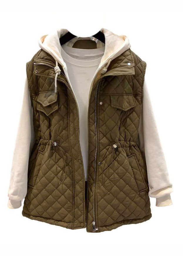 WW | Beige Reißverschluss Patchwork Kordelzug Winter Kapuzenmäntel