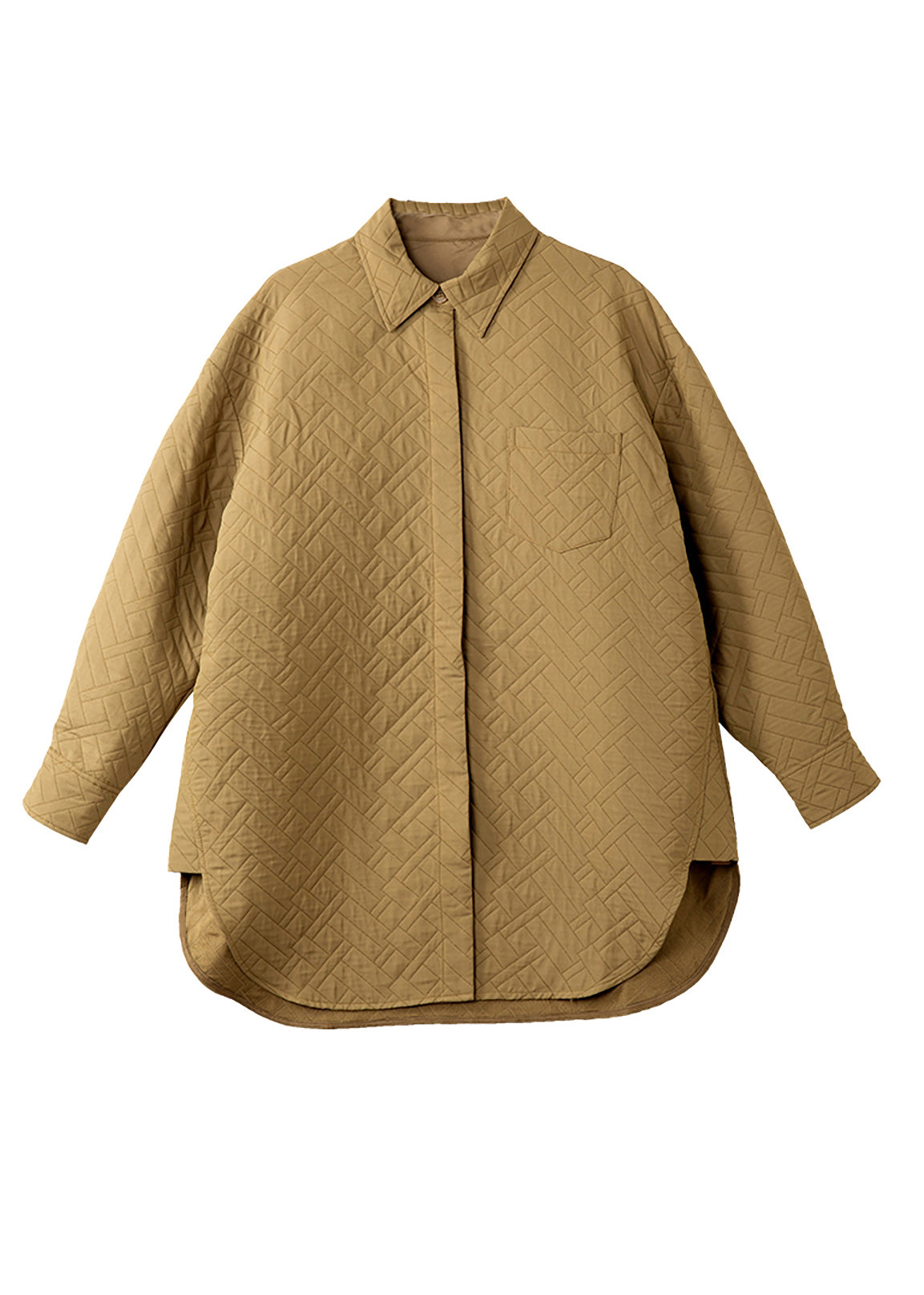 WW | Khaki Oversized Side Slit Spandex Coats
