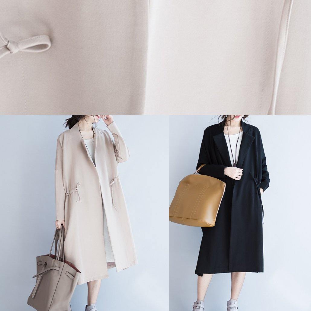 WW | beige Mode Tunika Mäntel Design Notched Kordelzug Damenmäntel