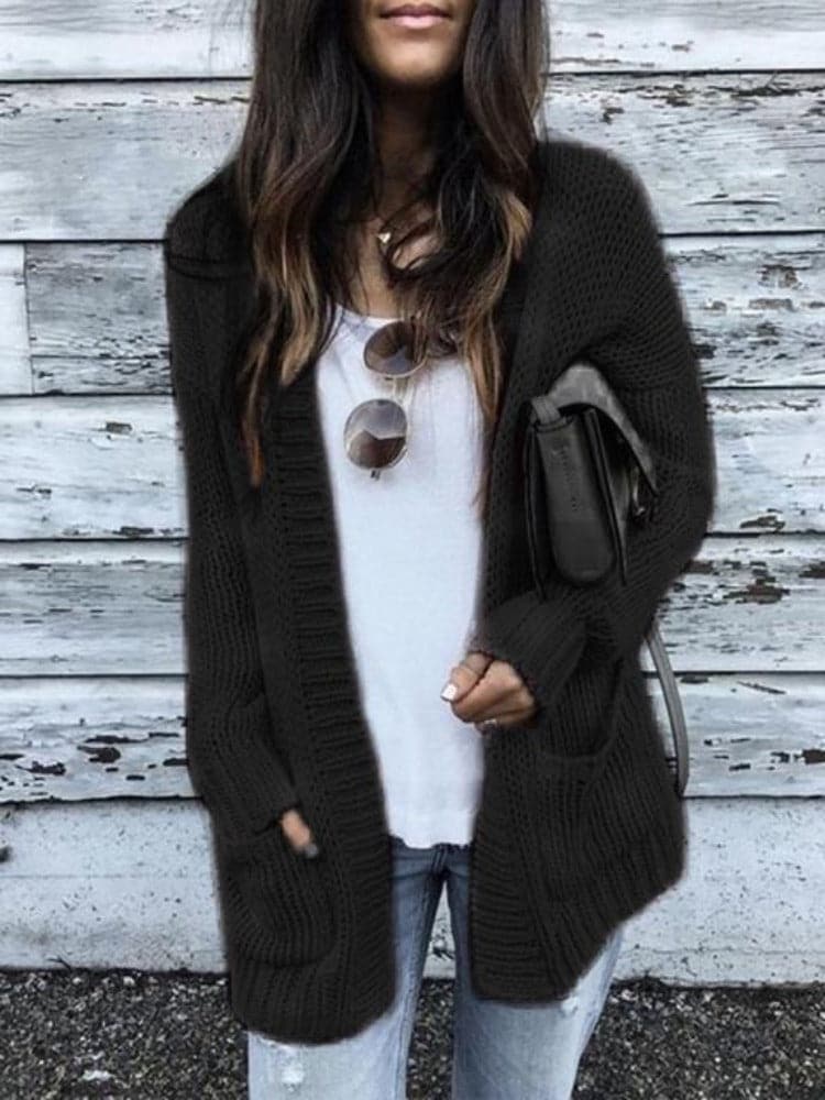 WW | Damen Strickcardigan mit langen Ärmeln und Taschen
