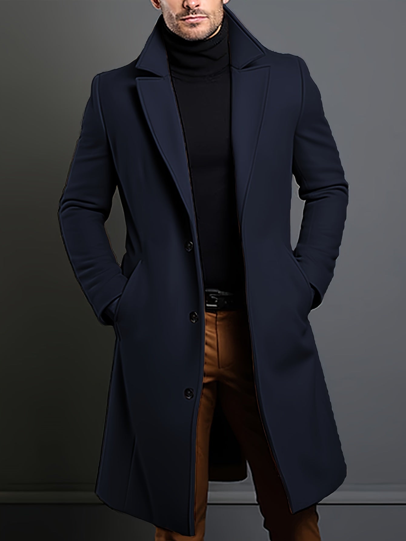 WW | Trench Coat Wool Blend Single-Breasted Wool Trench Coat