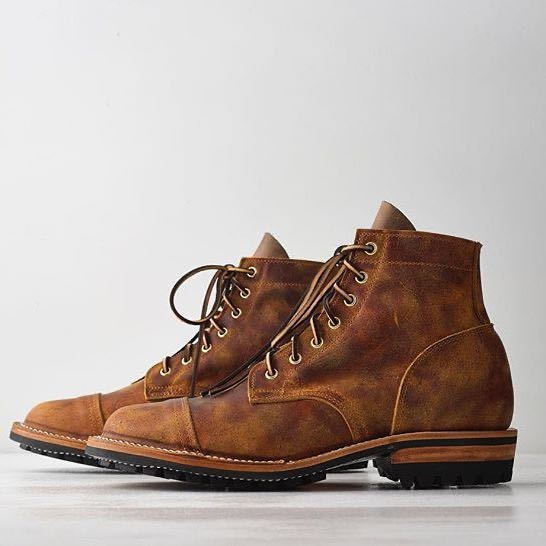 WW | Ankle Boots - Leather Look with Lacing and Cap Toe