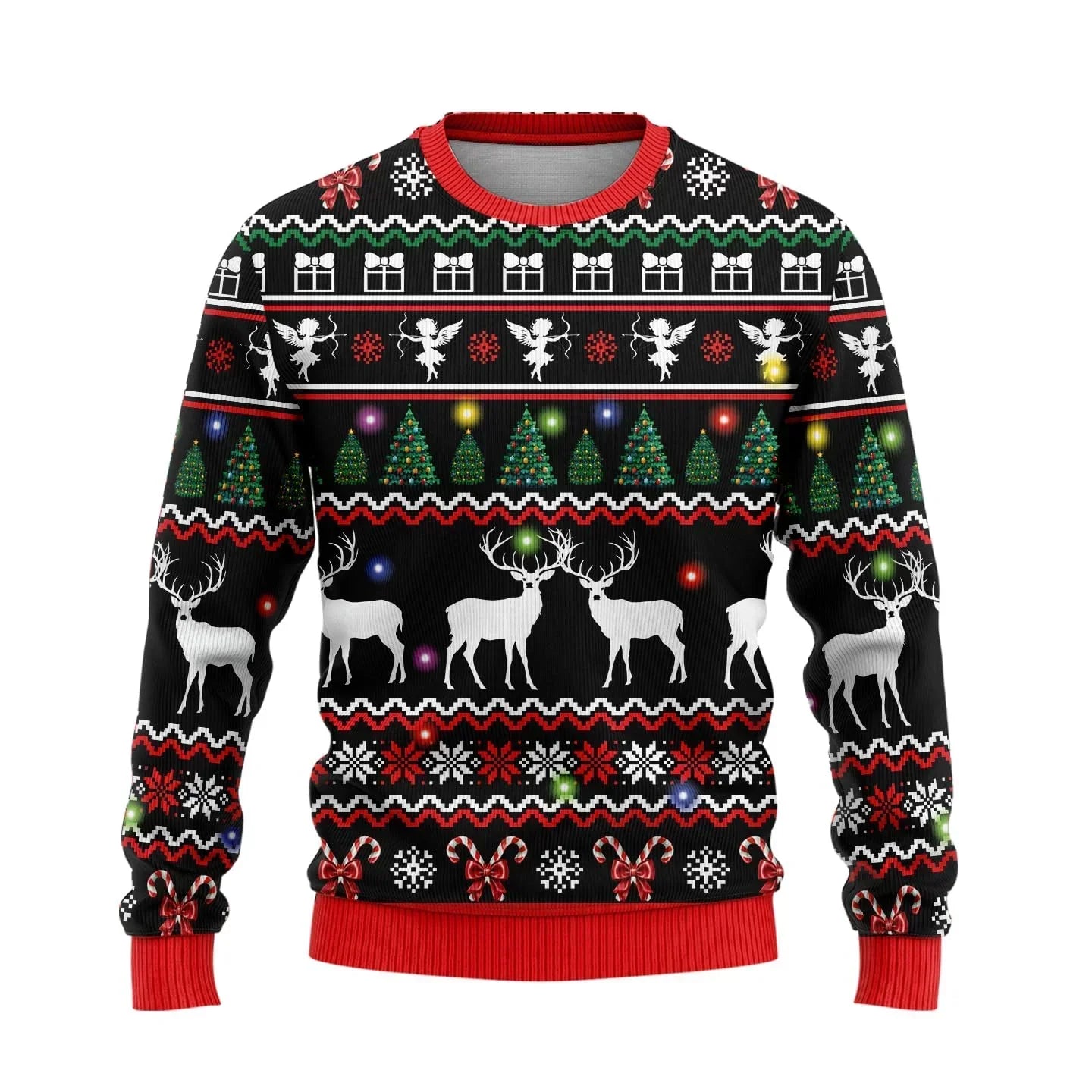 WW | Christmas Sweater - Knitted Deer Print, Warm Comfort & Festive Winter Style