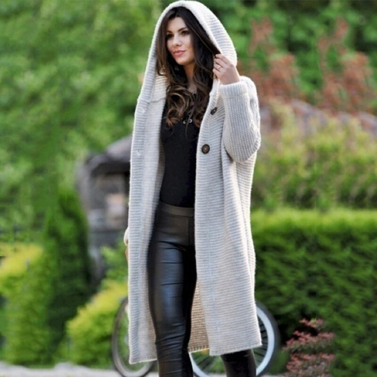 WW | Hooded Strickjacke Baumwolle Polyester Mischung