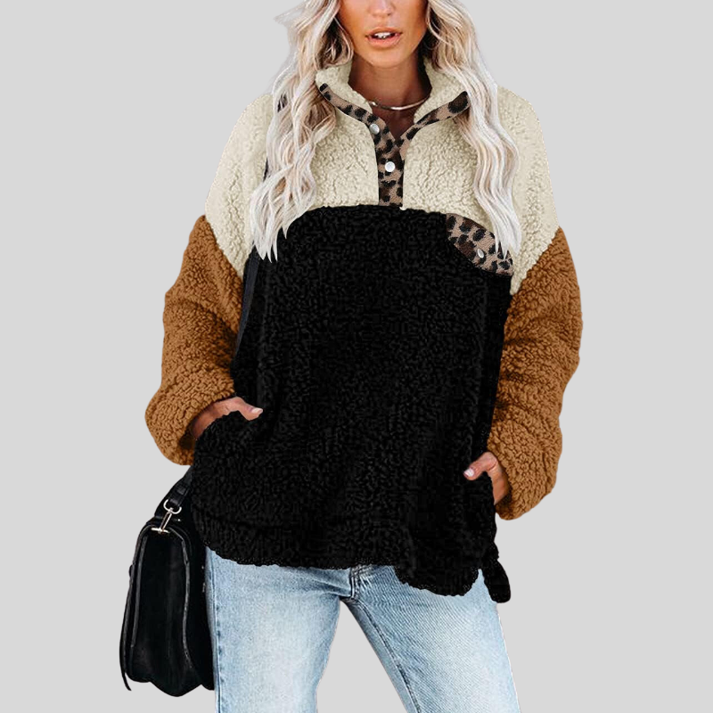 WW | Sherpa-Pullover - Weiches Fleece - Viertel-Reißverschluss - Stehkragen - Lockere Passform