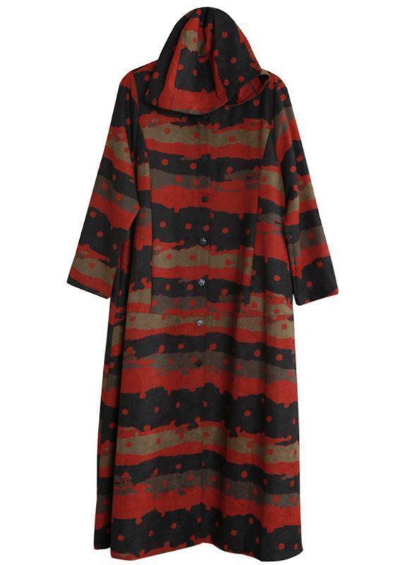WW | Kapuzen Button Down feine Kleidung für Frauen mit rotem Druck tägliche Mäntel