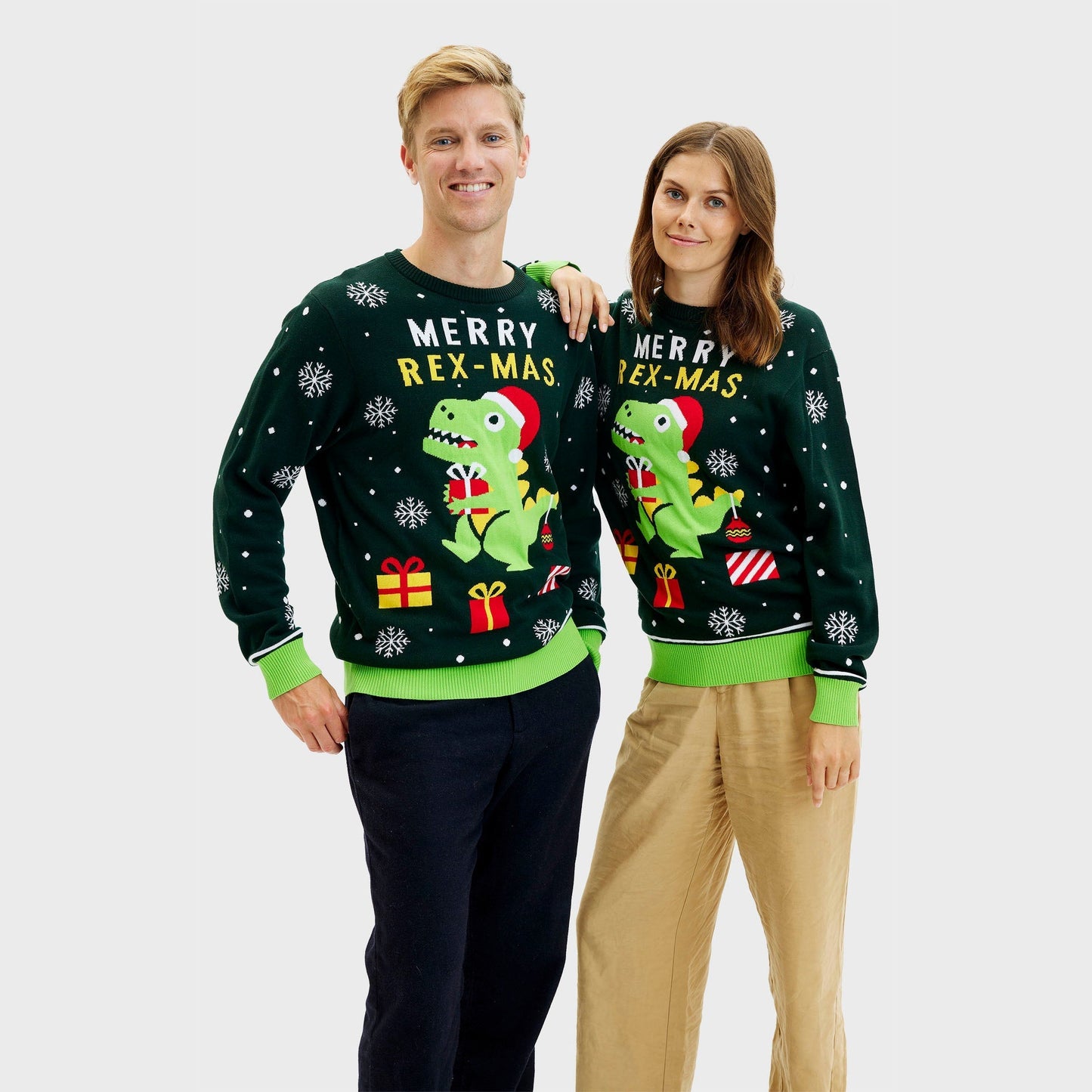 WW | Lustiger Dino Weihnachtspullover - Herren