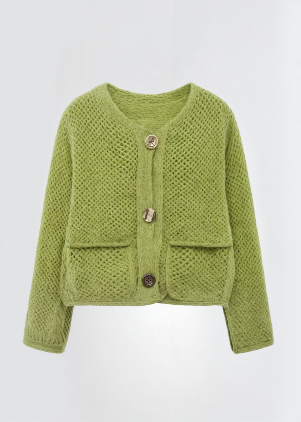 WW | Damen Strickjacke mit Knöpfen und weicher Textur