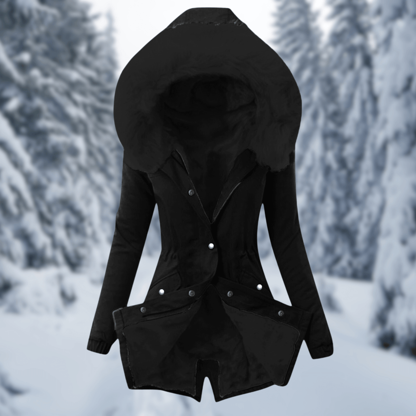 WW | Damen Baumwoll Winterjacke mit Kapuze und Pelzfütterung