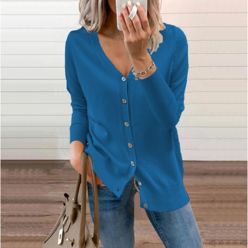WW | Damen Strickcardigan mit V-Ausschnitt und Knopfschluss