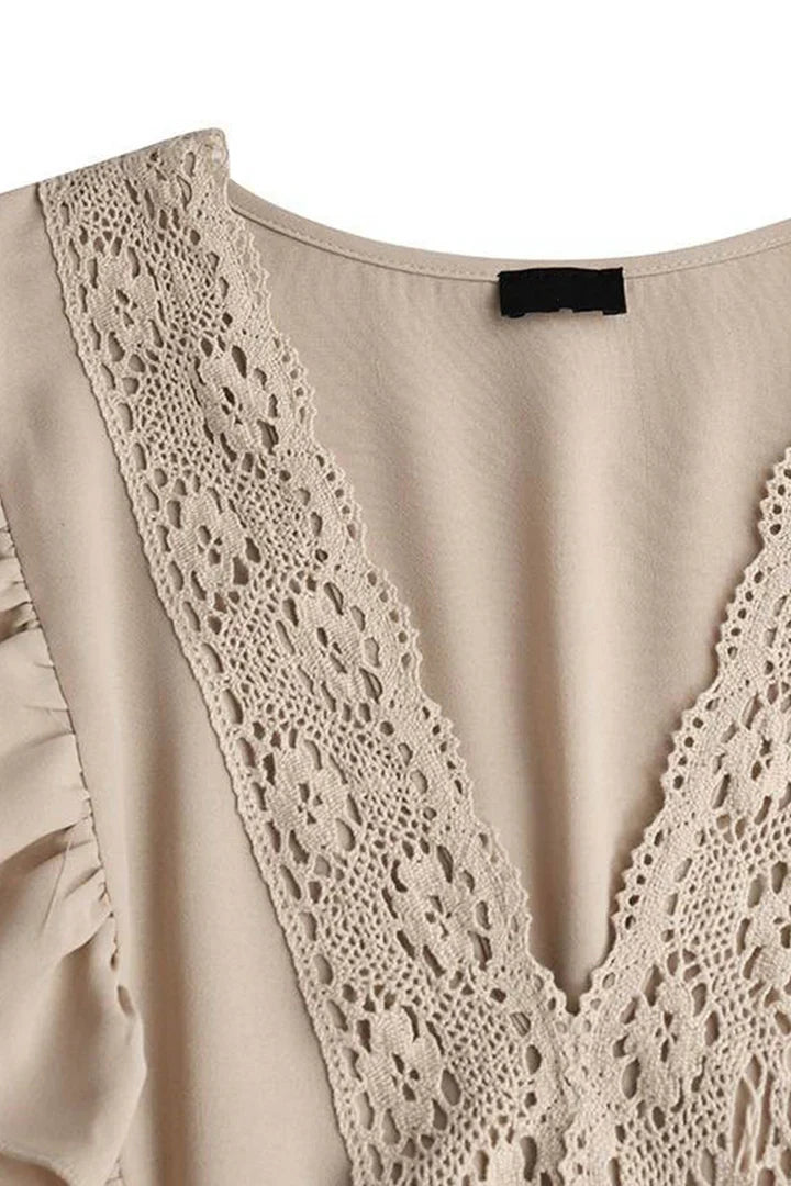 Blanca - Lace Maxi Dress with V-Neck and Ruffle