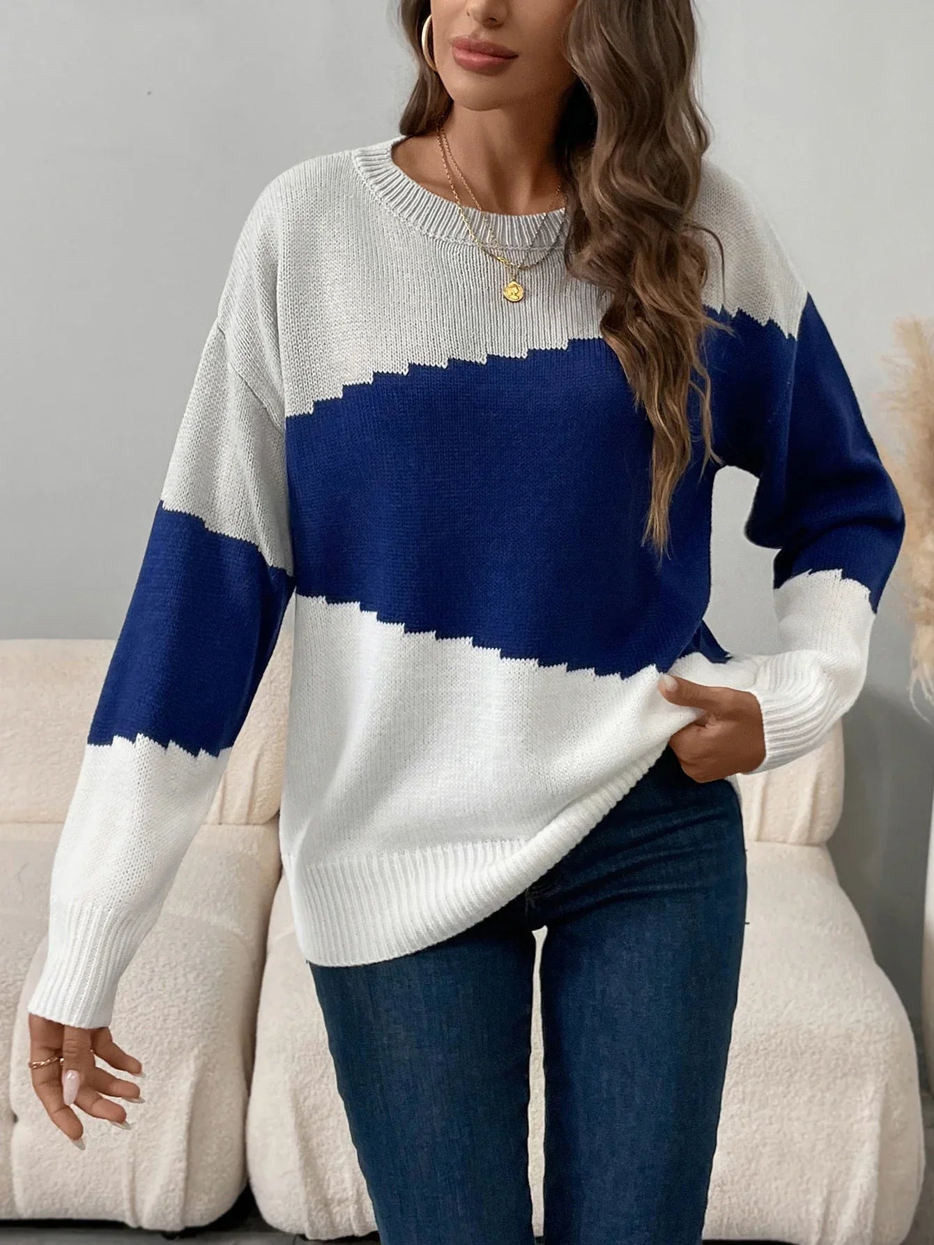 WW | Women's Striped Long-Sleeved Sweater