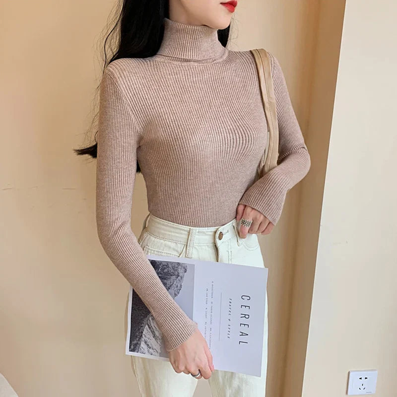 WW | Women's Long-Sleeve Knitted Sweater with Stand-Up Collar