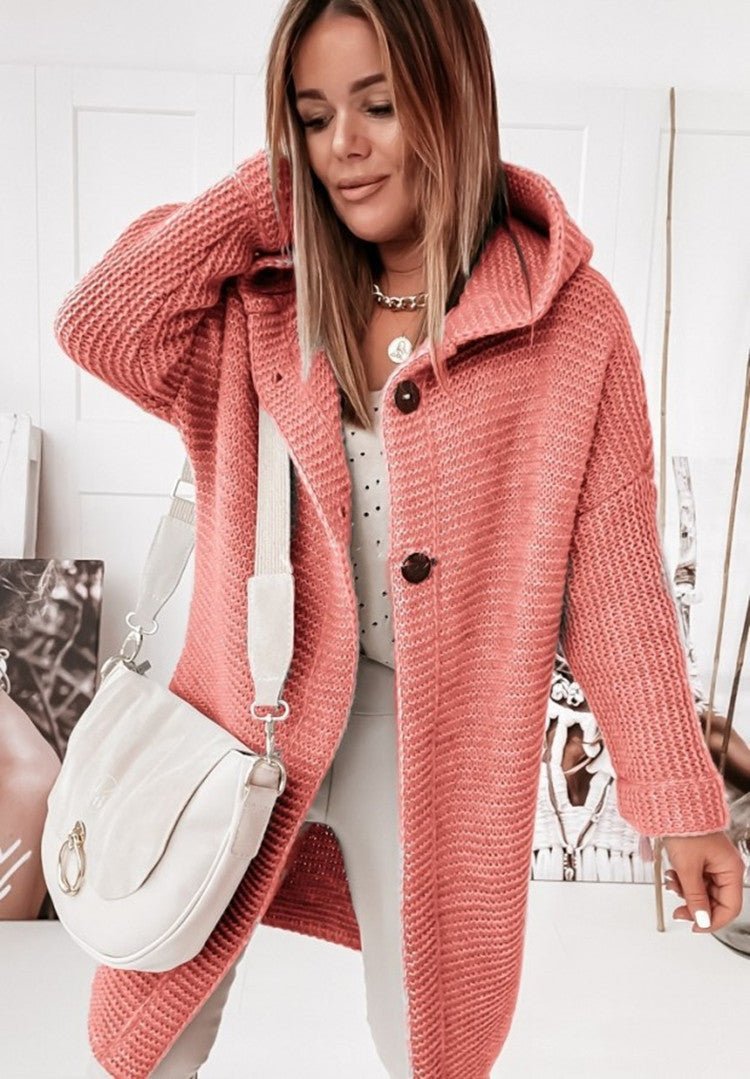 WW | Vest mit Kapuze Übergröße Strickjacke Damenjacke