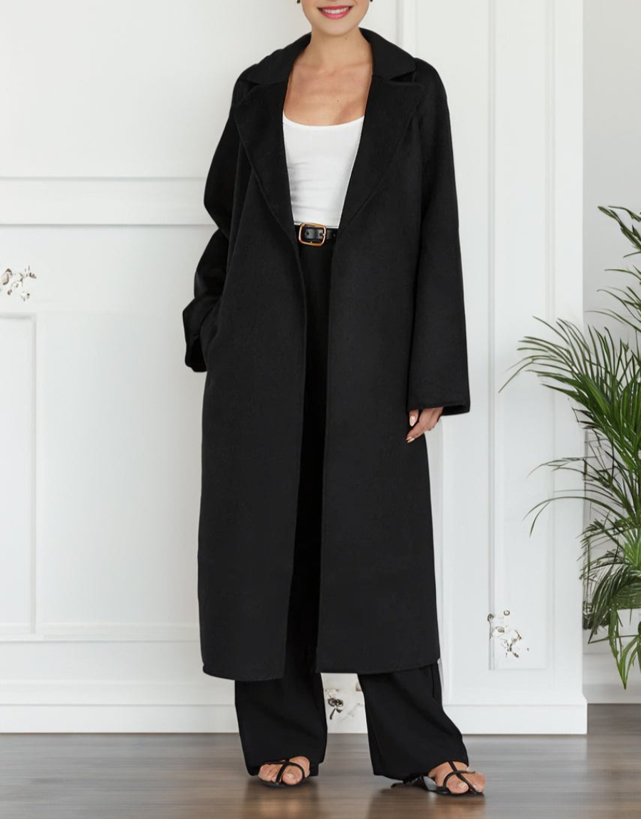 WW | Damen Lange Winterjacke mit Klassischem Stil und Offener Vorderseite