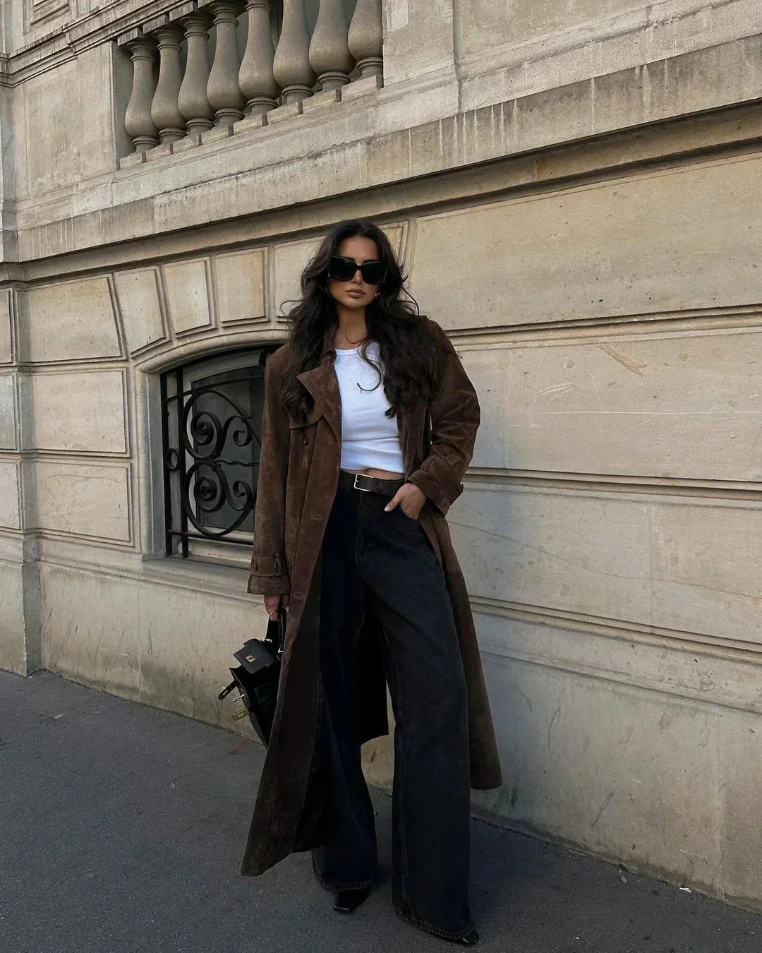 WW | Mantel Zweireiher Braun Suedette Jacke Damenmäntel