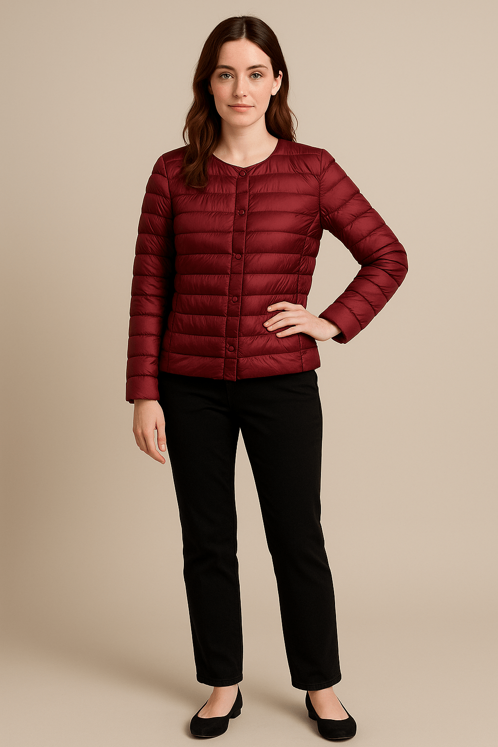 WW | Quilted jacket with round neckline
