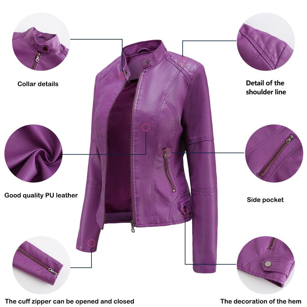 WW - Women's Slim Fit Faux Leather Biker Jacket