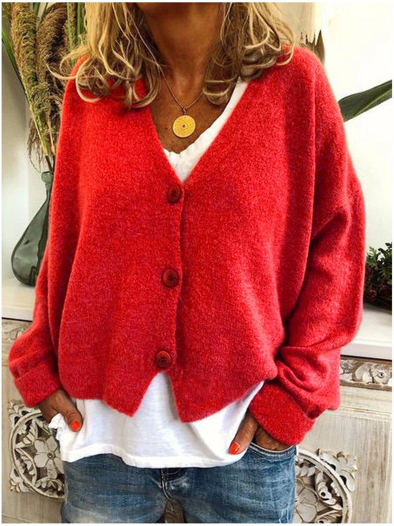 WW | Comfortable V-Neck Button Cardigan Stylish & Warm