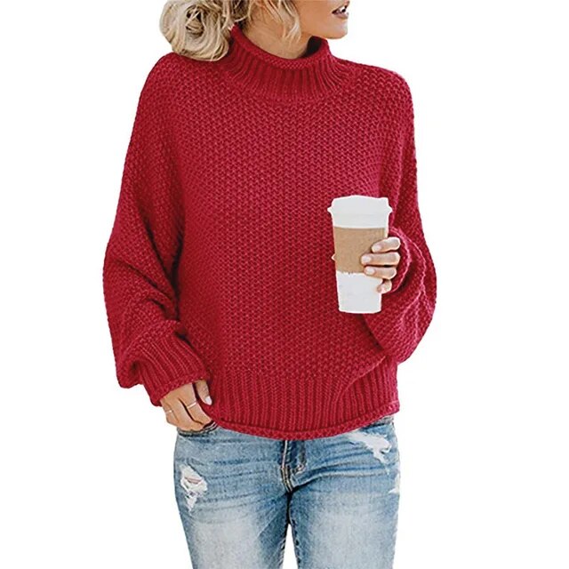 WW | Chunky knit sweater with a high neckline