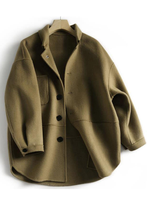WW | Earthy Yellow Button Pocket Patchwork Wool Coats