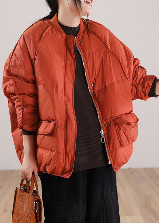 WW | Orange Zip Up Pockets Duck Down Winter Coats Winter