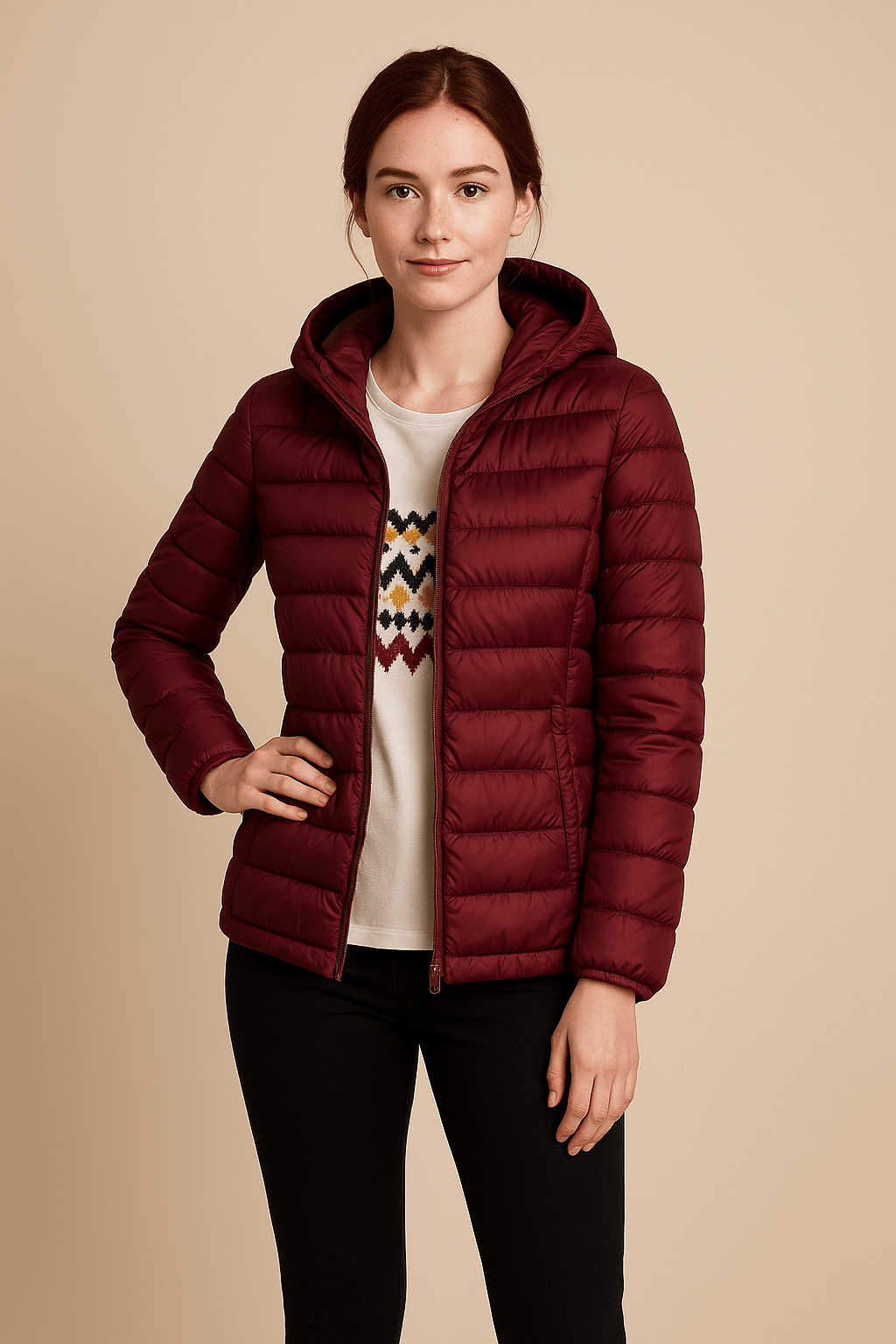 WW | Stylish Quilted Down Jacket with Hood