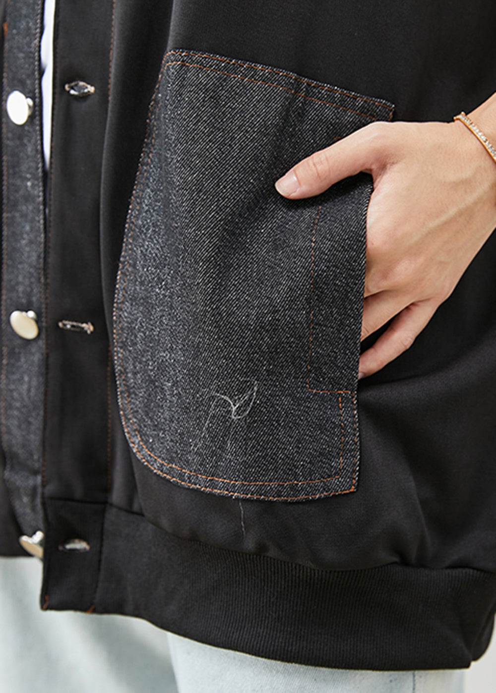 WW | Black Oversized Patchwork Cotton Coats
