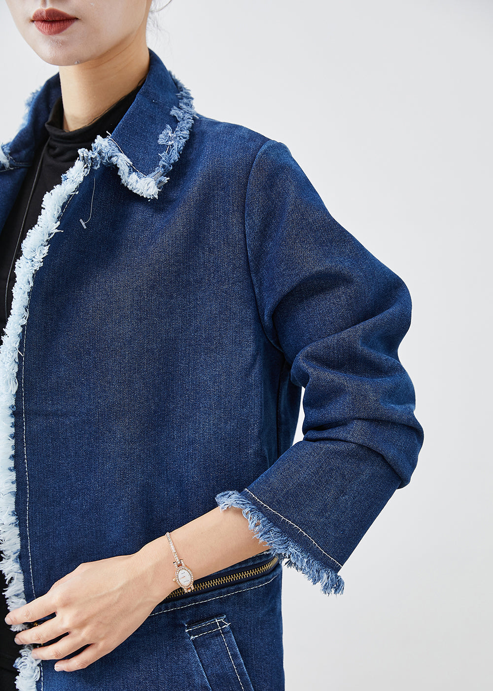 WW | Blue Reversible Denim Zipper Trench Coats