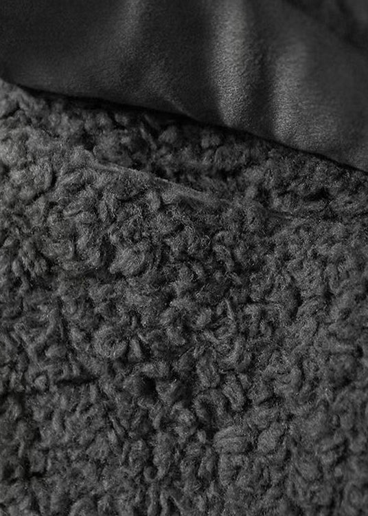 WW | Grey Peter Pan Collar Pockets Patchwork Wool Coats Winter