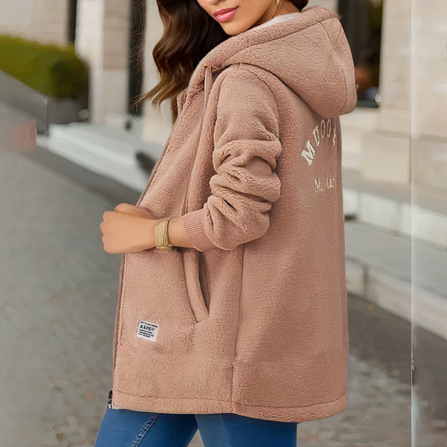 WW | Warme Sherpa-Fleecejacke mit Kapuze
