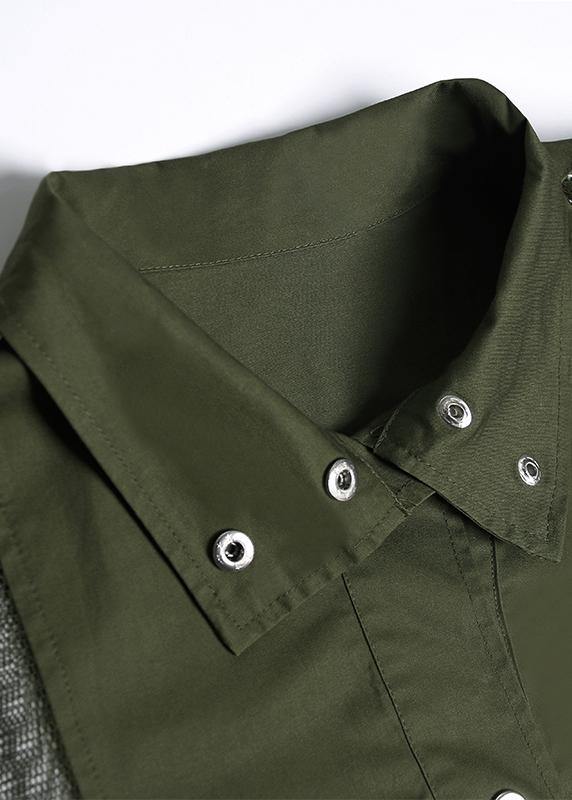 WW | olivgrüner Mantel trendiger Plus-Size langer Revers Kordelzugmäntel