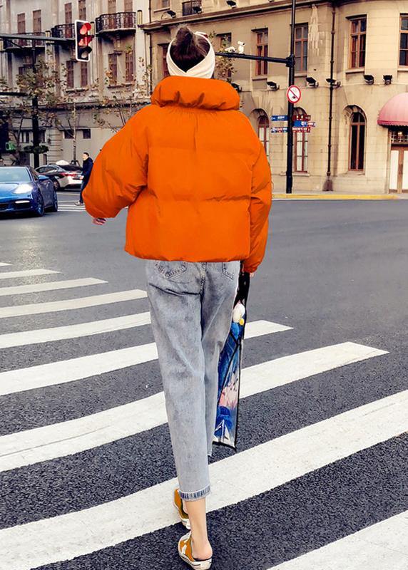 WW | orange Entendaunenmantel Plus Size Damenparka Stehkragen Große Taschen feine Mäntel