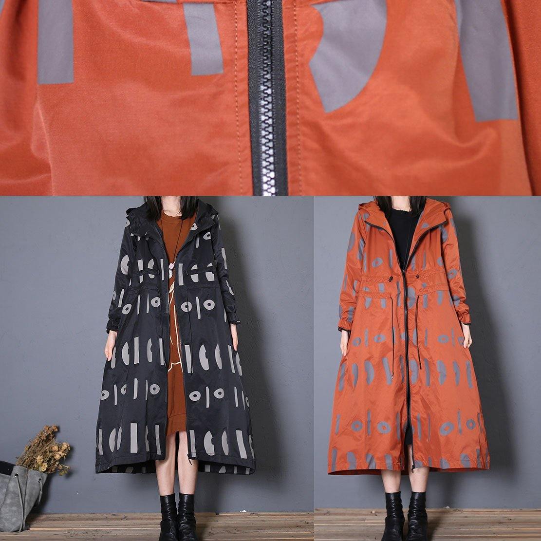 WW | oversized Jacken & Mäntel rote Drucke Kapuzenmantel