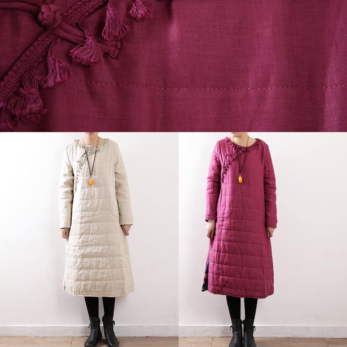 WW | Plus-Size Clothing Winter Jacket Chinese Button Winter Coats Rose Side Open Casual Outfit