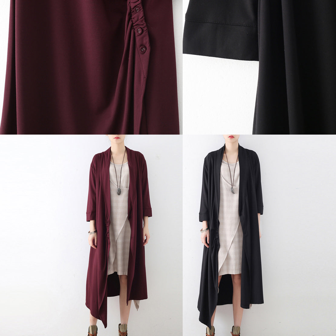 WW | Side Closure Cotton Cardigans Long Maxi Dresses Casual Clothes Original