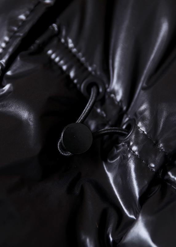 WW | trendige Plus-Size Damen Parka Mäntel schwarz mit Kapuze Taschen mit Reißverschluss abwärts Mäntel