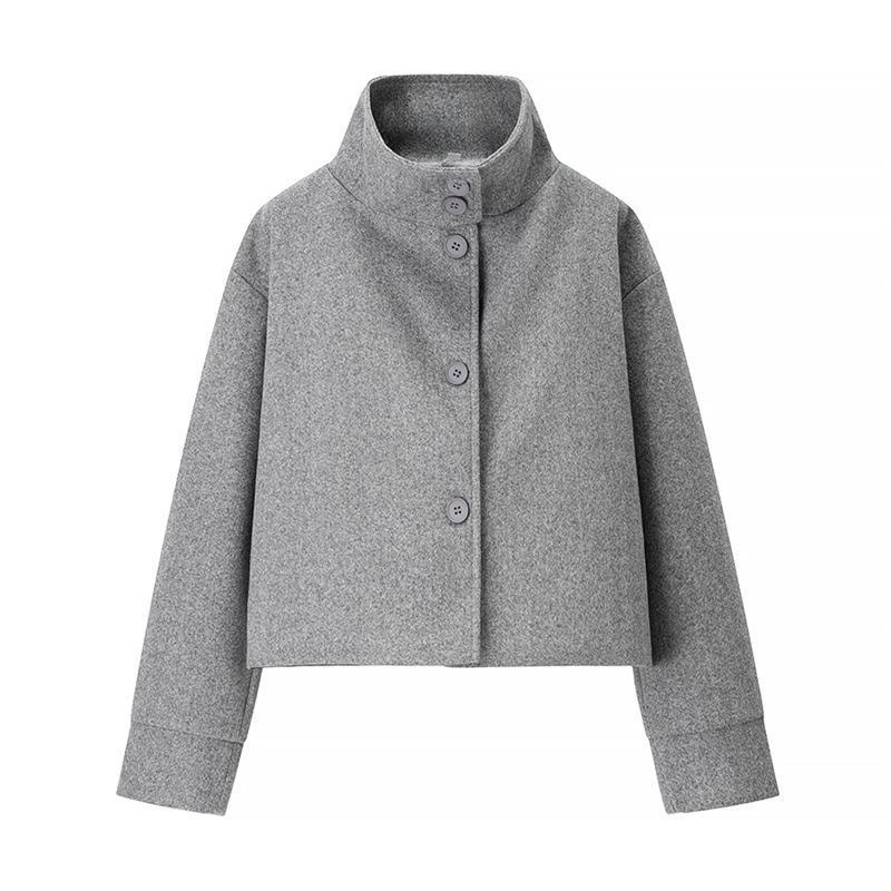 WW | Damen Stilvolle Gekürzte Jacke Hoher Kragen Design