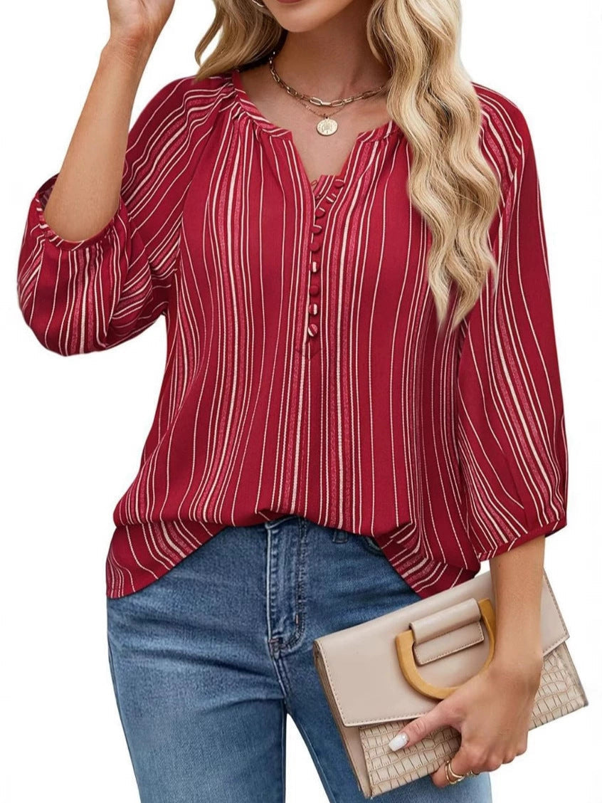 Women's Elegant Tunic Blouse with Sophisticated Stripes WW